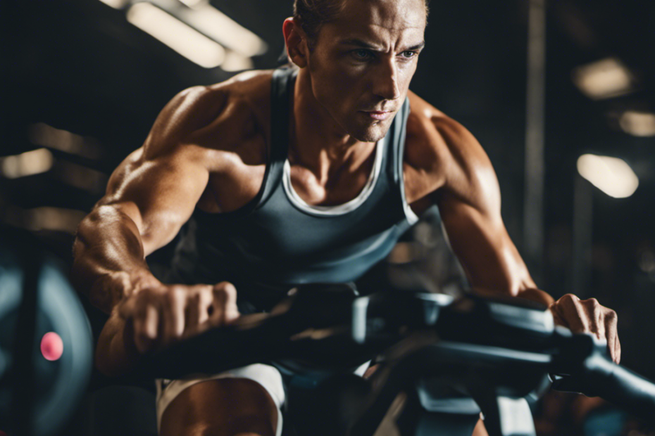 An image capturing the intense energy of a rowing machine workout