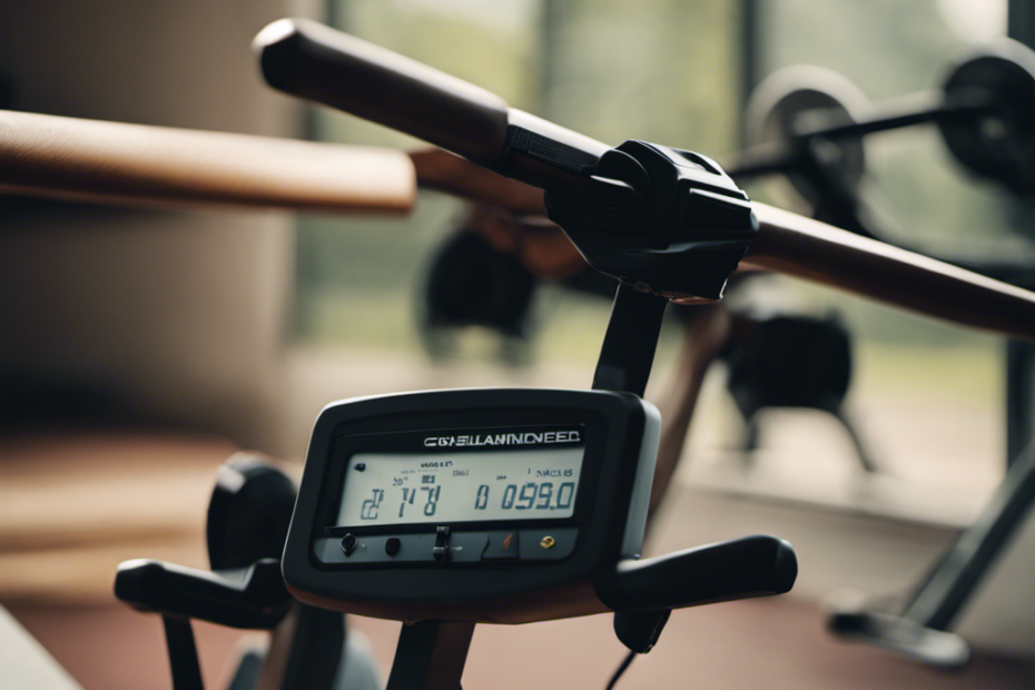 An image featuring a rowing machine with adjustable resistance settings, comfortable seat and handle grips, and a built-in heart rate monitor, highlighting its suitability for rehabilitation